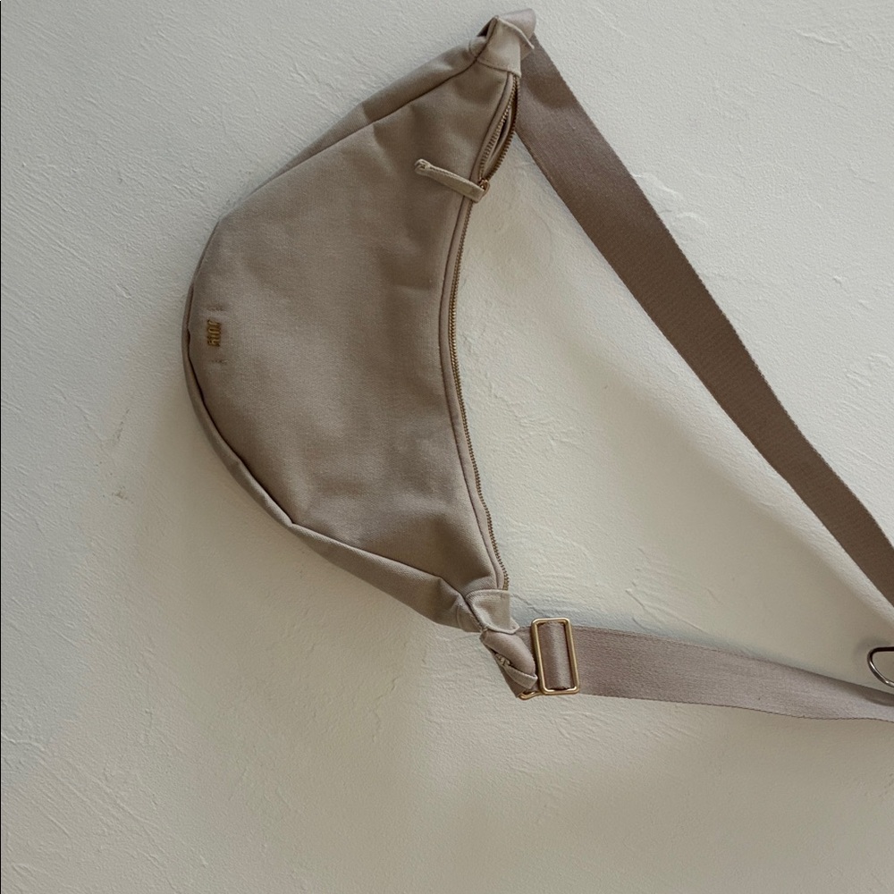 July brand everyday crescent Beige Canvas Crossbody Bag